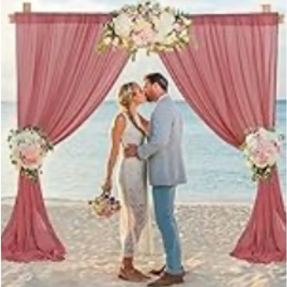 FANPROMS Dusty Rose Sheer Curtains - Picture 1 of 8
